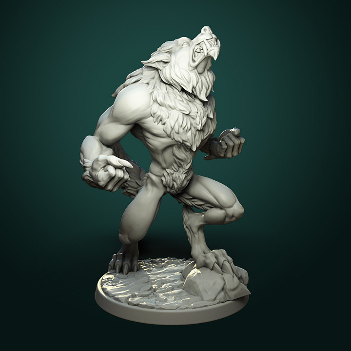 3D Printable Furious Werewolf 2 Variants Pre Supported By White