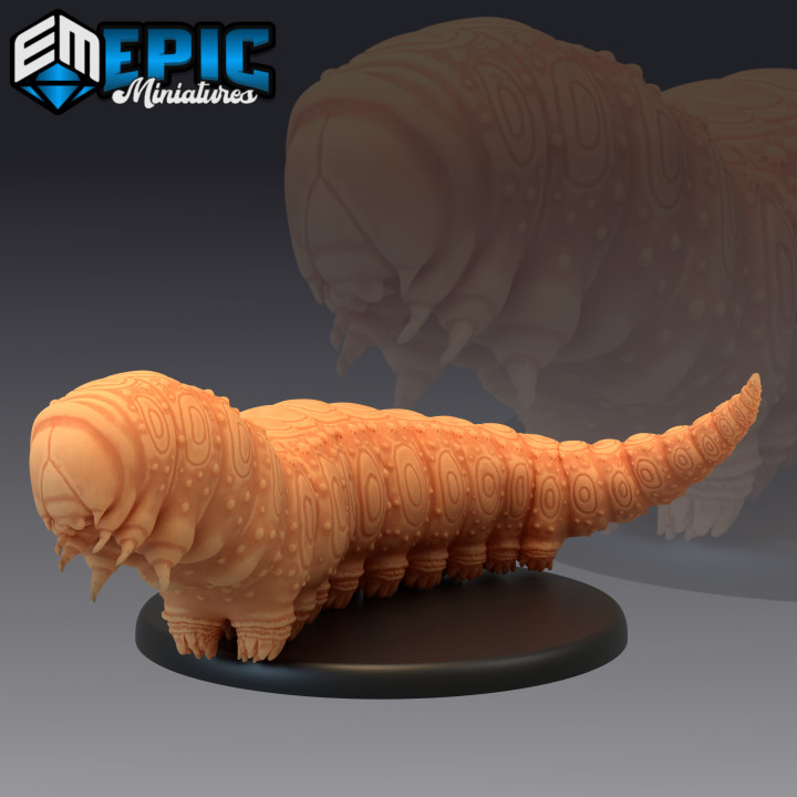 3D Printable Giant Moth Titan Huge Caterpillar Larva Cocoon