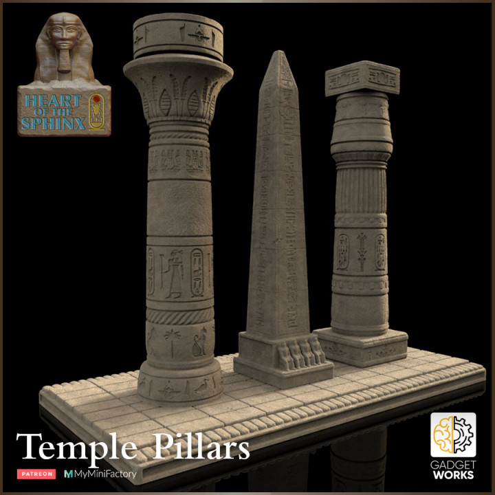 3D Printable Egyptian Pillars Columns And Obelisk Heart Of The