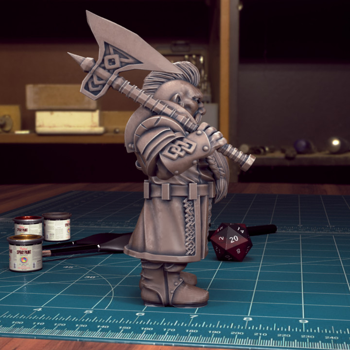 3D Printable Male Dwarf 04 Fighter Pre Supported By TytanTroll Miniatures