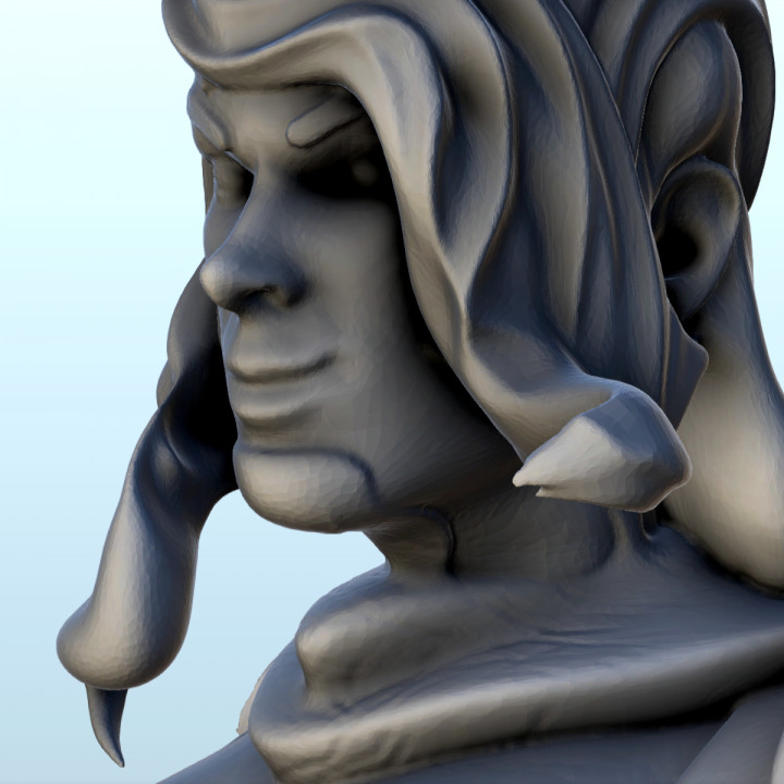 D Printable Warrior Woman Bust With Metal Helmet And Long Hair