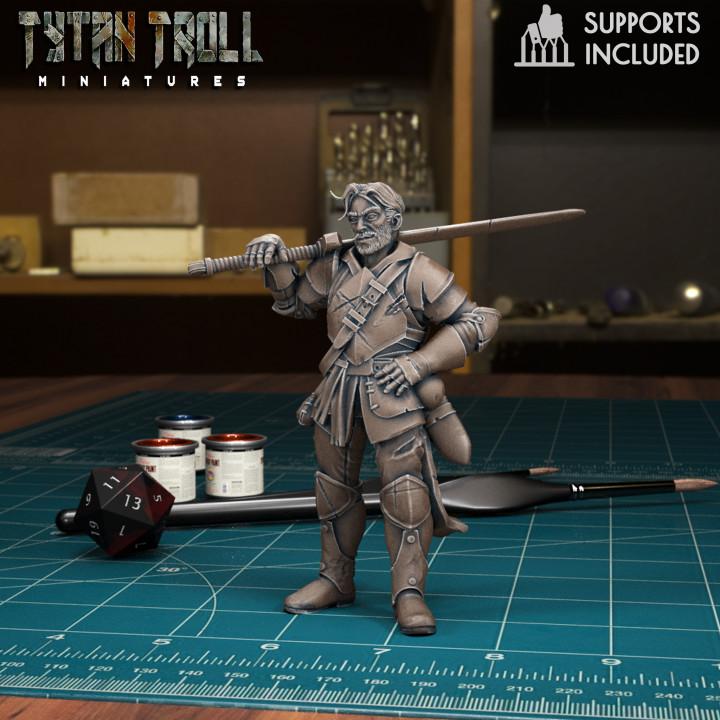 3D Printable DnD Heroes Fighters Male Bundle Pre Supported By