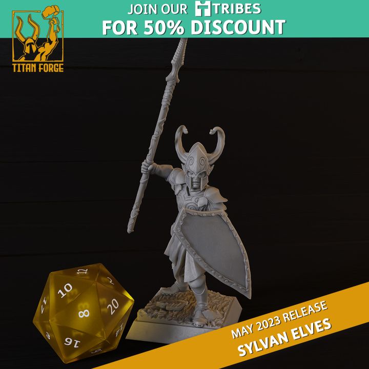 D Printable Sylvan Elves Forest Guards By Titan Forge Miniatures