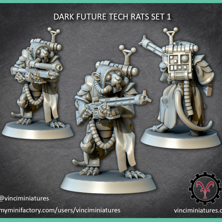 D Printable Dark Future Tech Rats Set By Vinciminiatures