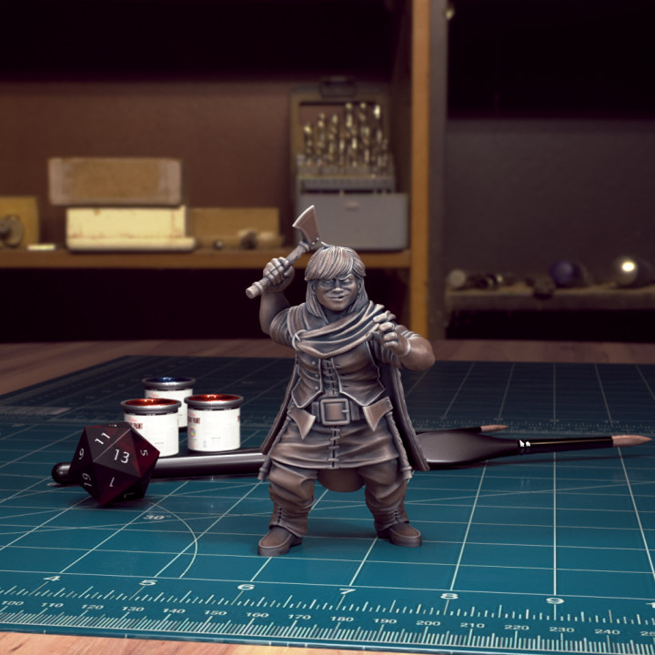 3D Printable DnD Heroes Dwarf Ranger Female Pre Supported By