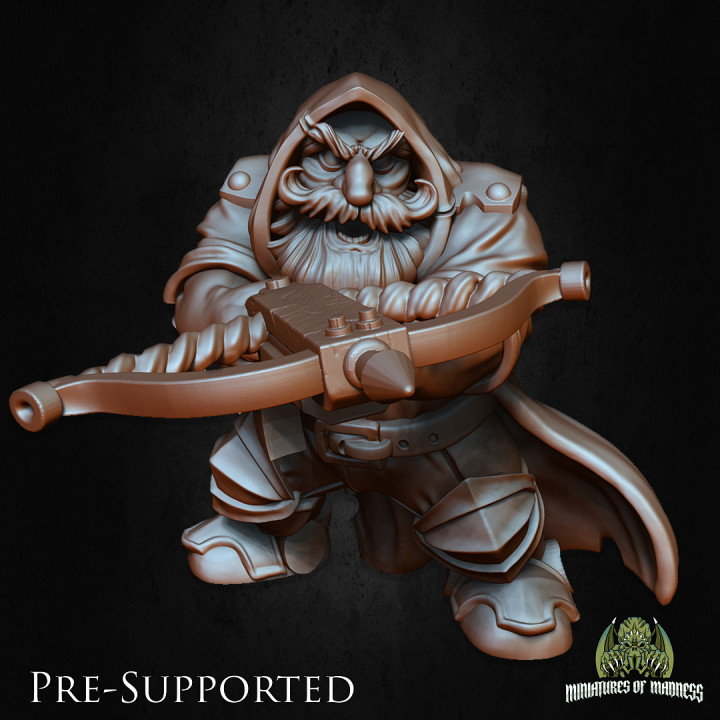 3D Printable Dwarf Crossbowman 2 PRE SUPPORTED Dwarf Ranger By