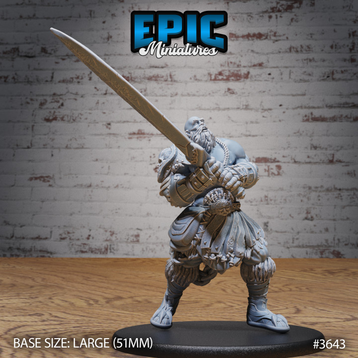 D Printable Half Giant Barbarian Sword Axe Team Arctic Warrior