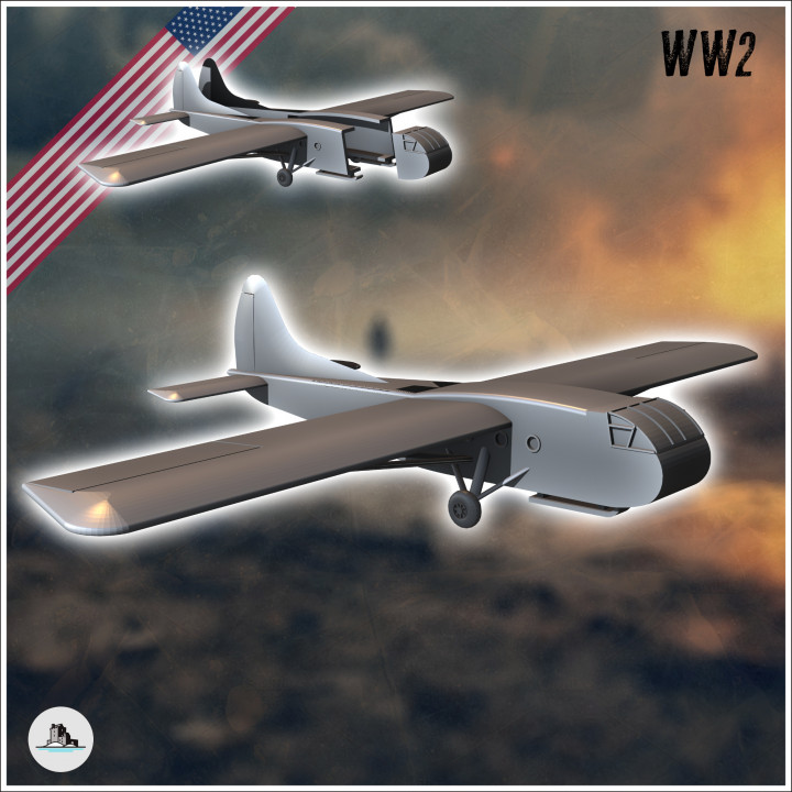 3D Printable Waco CG 4 Hadrian US American Troop Cargo Military Glider