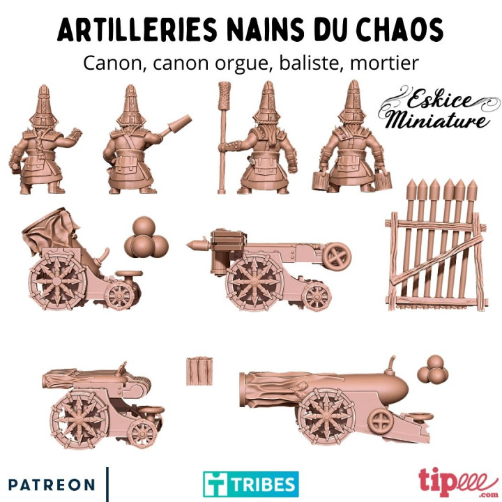 D Printable Artillery Pack With Crew Abyssal Dwarves Mm By Eskice