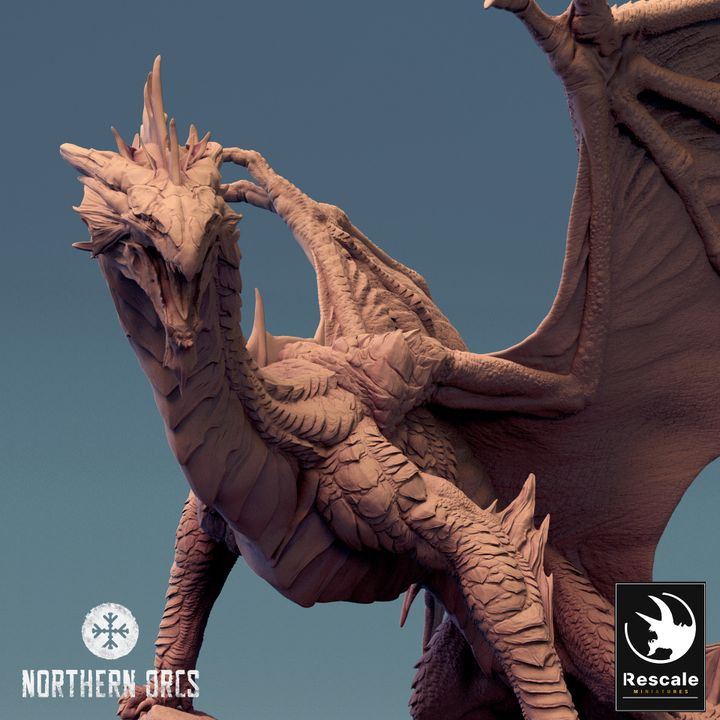 D Printable Legendary Metallic Silver Dragon Landed By Rescale Miniatures