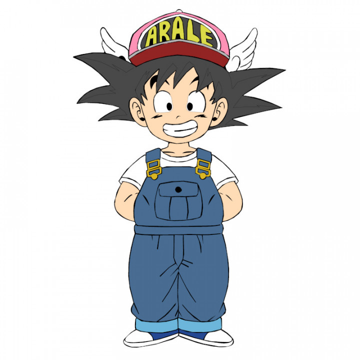 3D Printable Bas Relief Chibi Goku Wear Like Aral Dragon Ball 3 Bois By