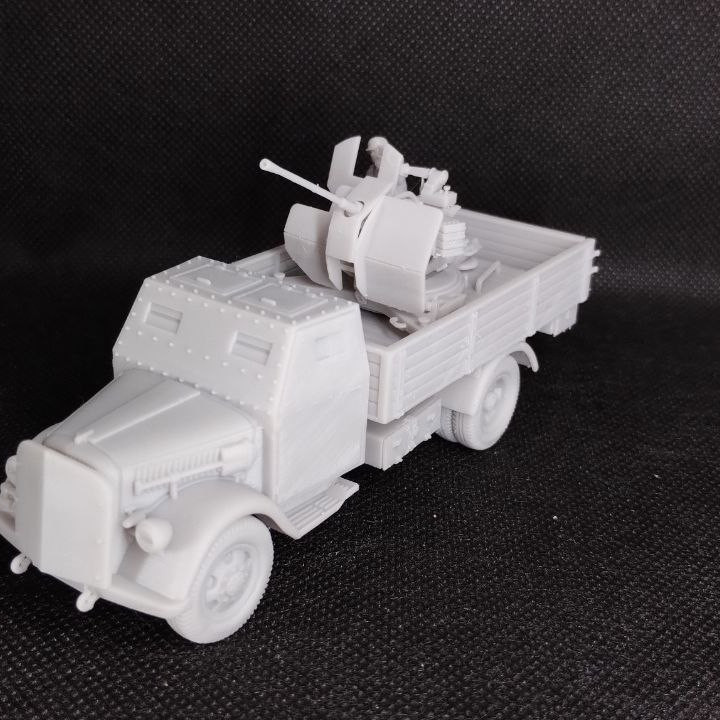 3D Printable Opel Blitz With FLAK38 20mm With Armored Cab 15cm