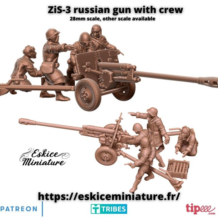 D Printable Zis Russian Gun With Crew Mm By Eskice Miniature Aron