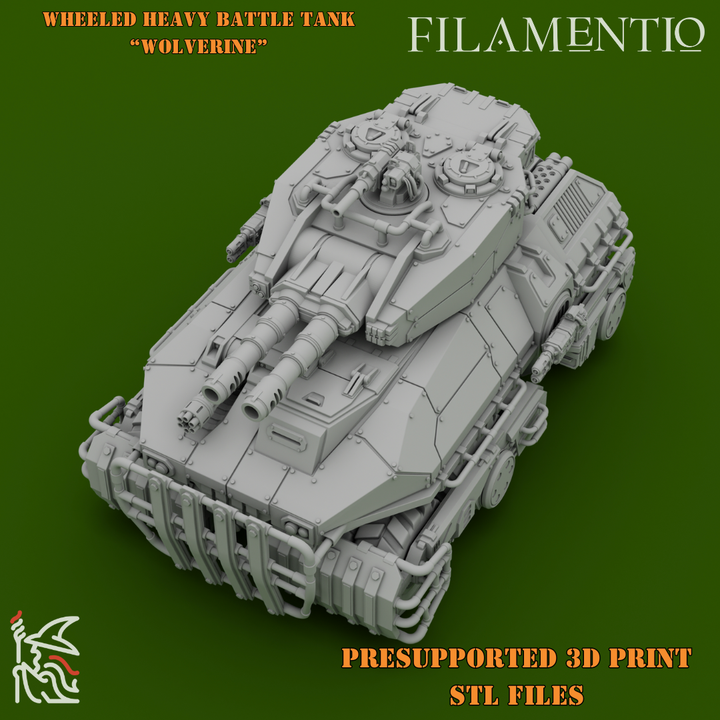 3D Printable Wheeled Heavy Battle Tank Wolverine By Filamentio