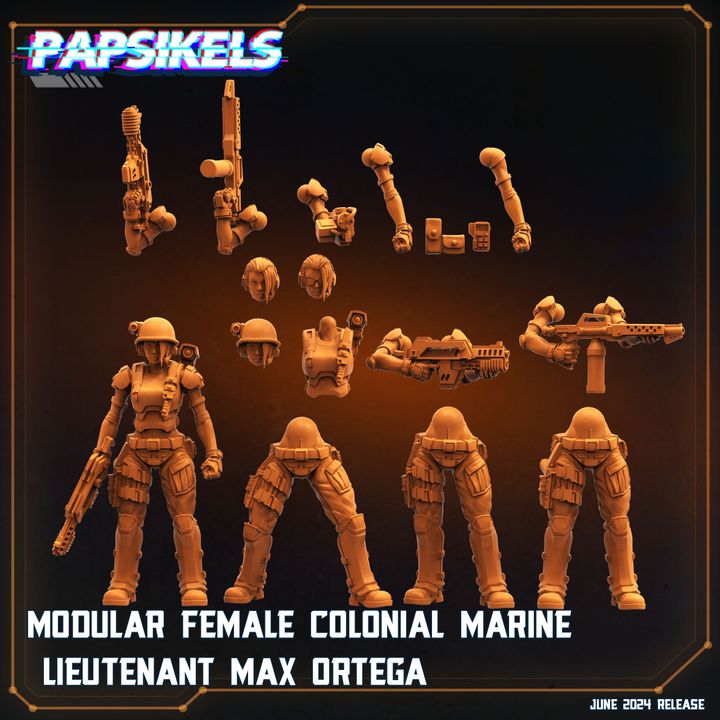 D Printable Modular Female Colonial Marine Lieutenant Max Ortega By