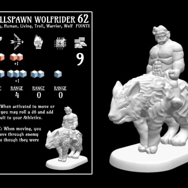 3D Printable Trollspawn Wolf Rider (18mm Scale) By Arian Croft