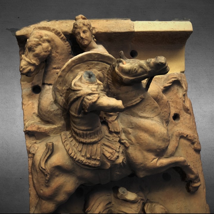Equestrian combat - Relief in terracotta image