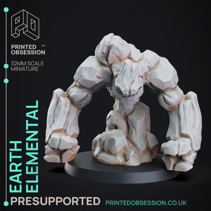 Earth Elemental - DND Miniature - 32mm Scale - PRESUPPORTED image