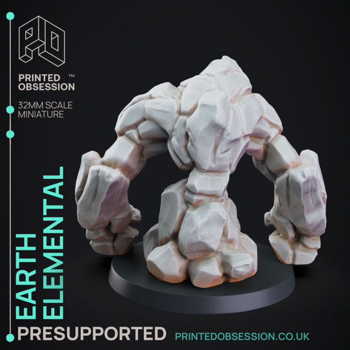 Earth Elemental - DND Miniature - 32mm Scale - PRESUPPORTED image