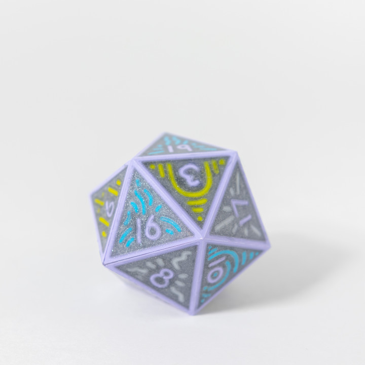 Multicolor Folding D20 Dice // 20 Sided Icosahedron Dice image