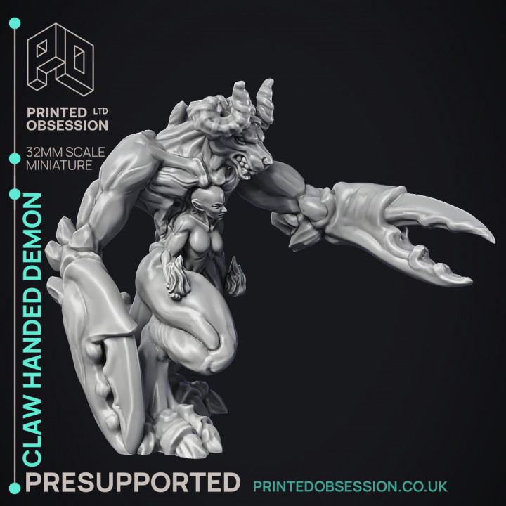 Claw Handed Demon - Greater Demon - PRESUPPORTED - 32 mm scale image