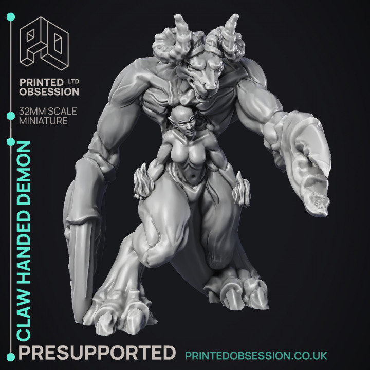 Claw Handed Demon - Greater Demon - PRESUPPORTED - 32 mm scale image