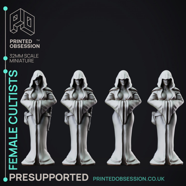 Female Cultists - 4 Models - PRESUPPORTED - Hell Hath no Fury - 32mm scale image
