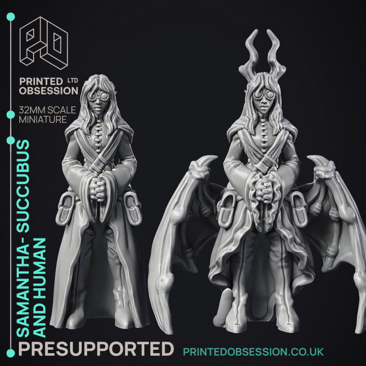 Succubus & Human 'Samantha' - 2 Models - PRESUPPORTED - Hell Hath No Fury - 32mm scale image