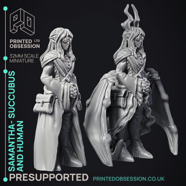 Succubus & Human 'Samantha' - 2 Models - PRESUPPORTED - Hell Hath No Fury - 32mm scale image