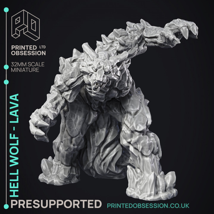 Hell Wolf - Lava - PRESUPPORTED - Hell Hath No Fury - 32mm Scale image