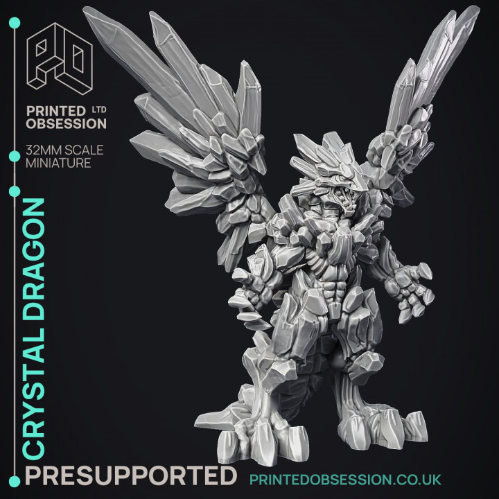Crystal Dragon - Large Dragon - PRESUPPORTED - Hell Hath No Fury - 32mm Scale image