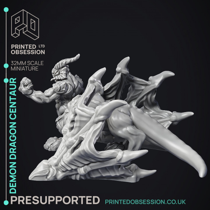 Demon Dragon Centaur - Monsterous Demon - PRESUPPORTED - Hell Hath No Fury - Scale 32mm