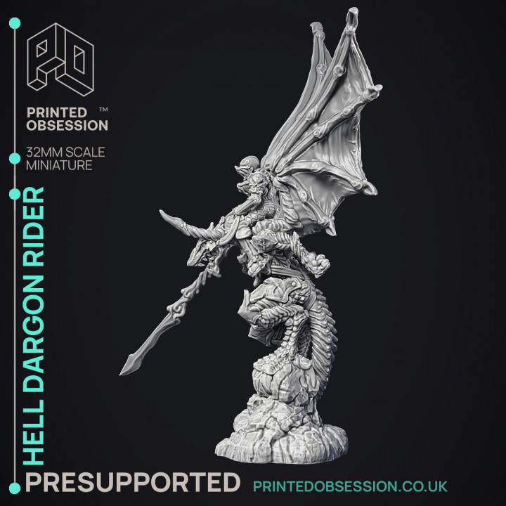 Dragon Rider - Large Dragon - PRESUPPORTED - Hell Hath No Fury - 32mm Scale image