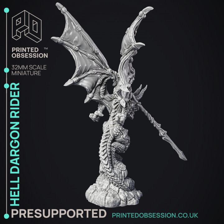 Dragon Rider - Large Dragon - PRESUPPORTED - Hell Hath No Fury - 32mm Scale image
