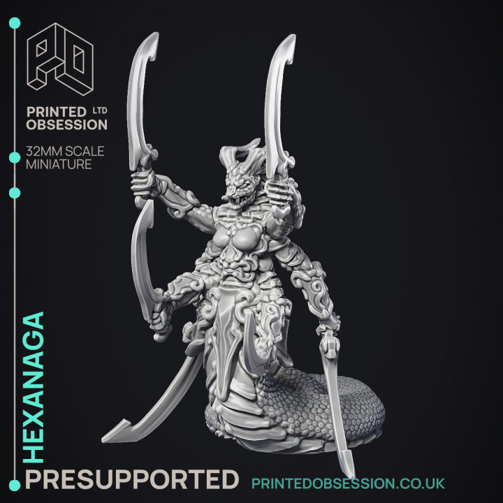 Hexanaga - Large Demon - PRESUPPORTED - Hell Hath No Fury - 32mm scale image