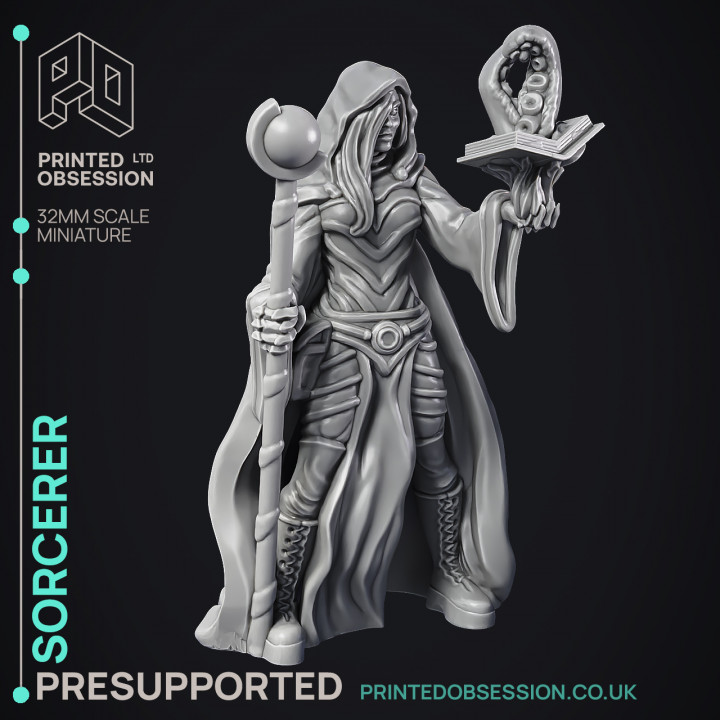 Sorcerer - Human Magic User - PRESUPPORTED - Hell Hath No Fury - 32mm Scale image
