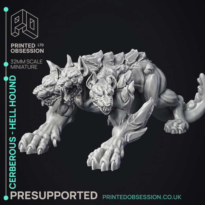 Cerberus - Hell Hound - PRESUPPROTED - 32mm Scale image