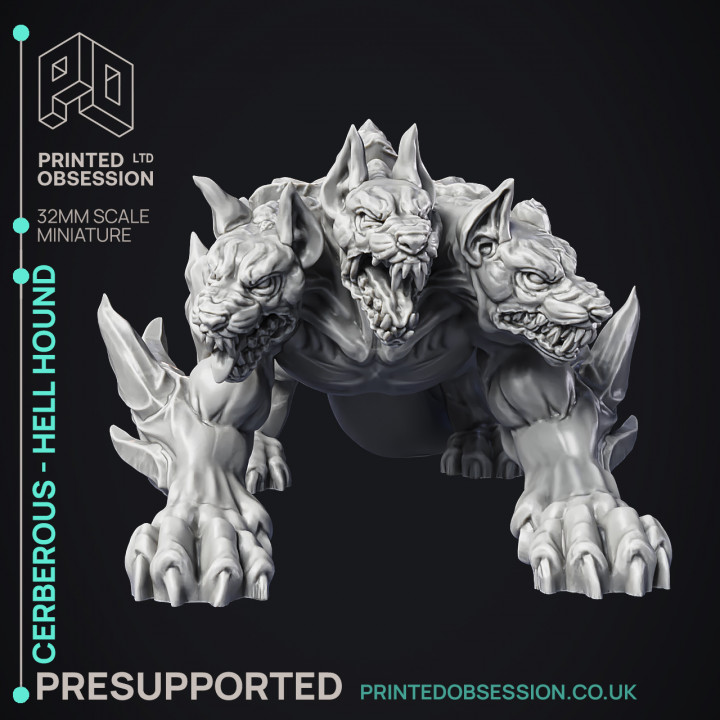 Cerberus - Hell Hound - PRESUPPROTED - 32mm Scale image