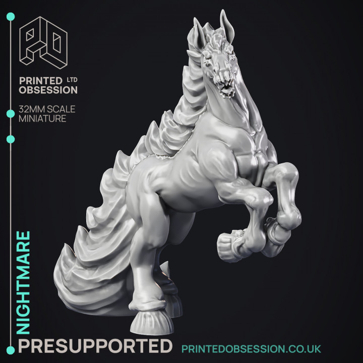 Nightmare - Large Demon Horse - PRESUPPORTED - Hell Hath No Fury - 32mm Scale image