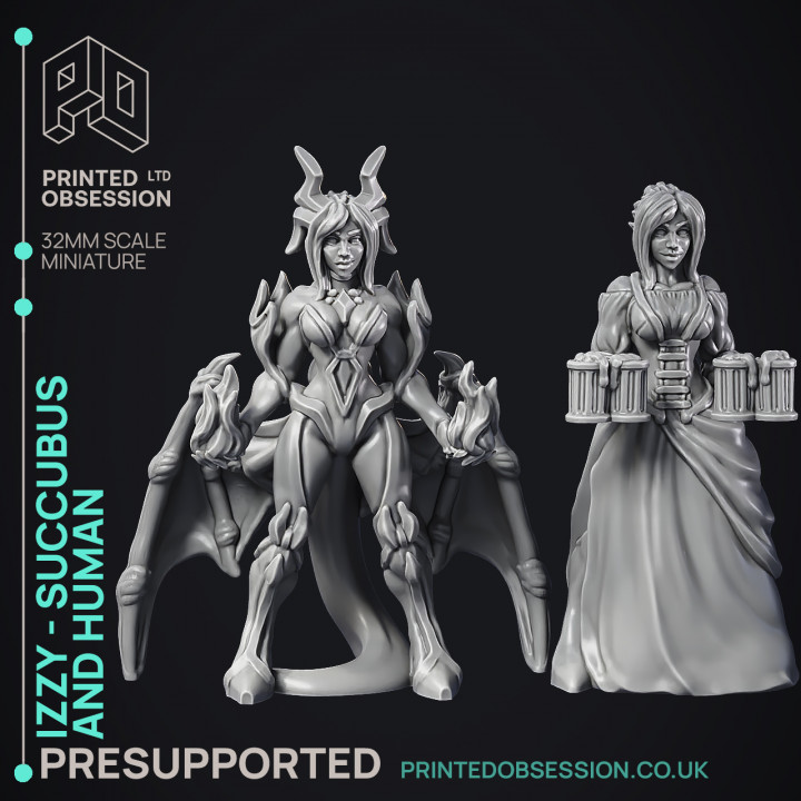 Succubus & Incubus Collection - 14 models 7 demon 7 human disguise - PRESUPPORTED - 32 mm Scale