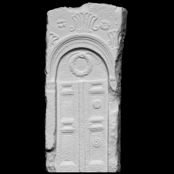Funerary stele decorated with a crown image
