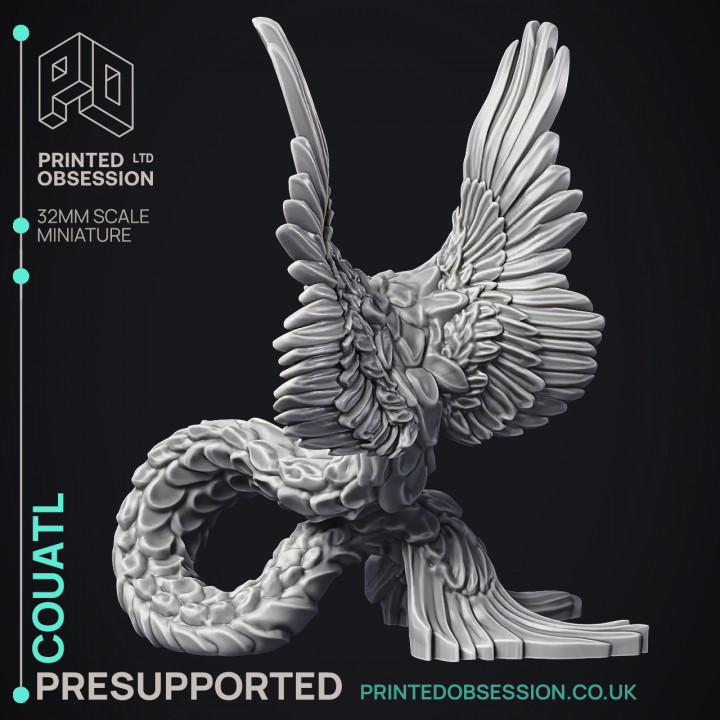 Couatl - Celestial Creature - PRESUPPORTED - Heaven Hath No Fury - 32mm scale image