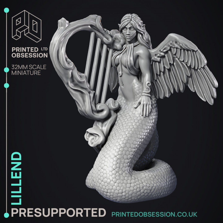 Lillend - Snake angel - Celestial bard - PRESUPPORTED - Heaven Hath no Fury - 32 mm image