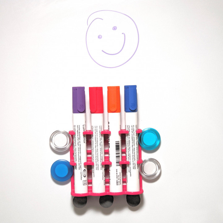 3D Printable Whiteboard Marker Caddy by Clockspring