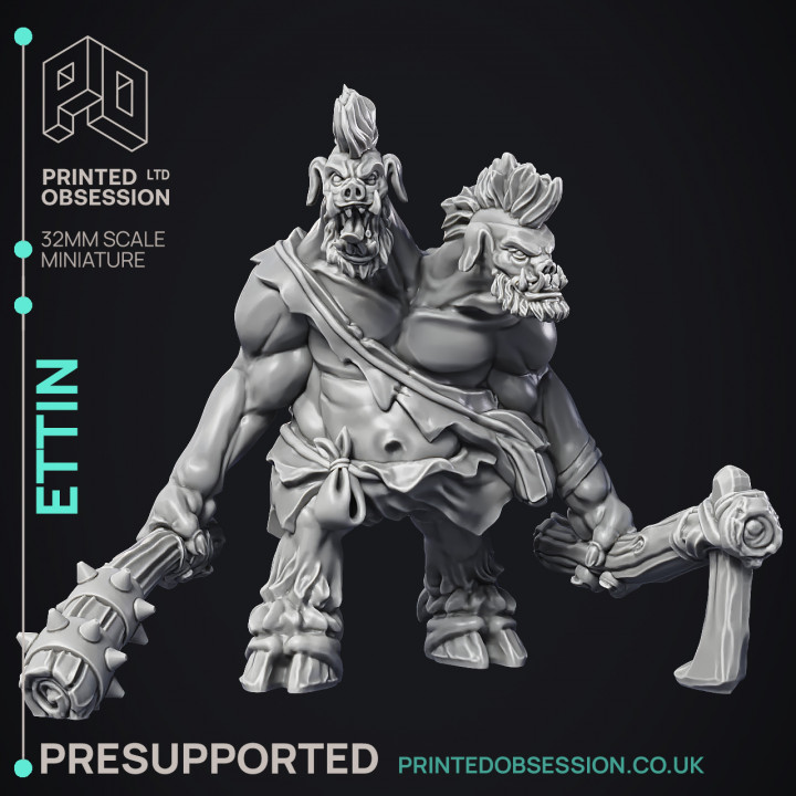 Ettin - Giant Creature - PRESUPPORTED - 32mm scale image