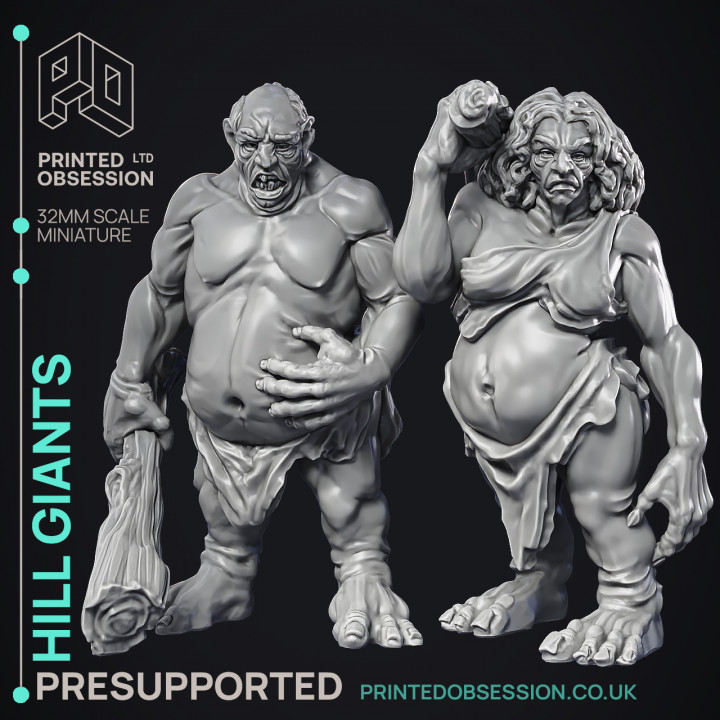 Hill giants - 2 Models - PRESUPPORTED - 32 mm scale image