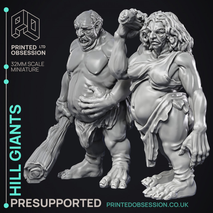 Hill giants - 2 Models - PRESUPPORTED - 32 mm scale image