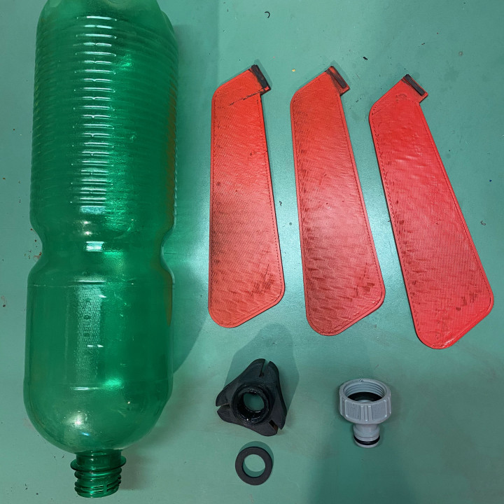 Adapter and fins for a soda-bottle-type water rocket image