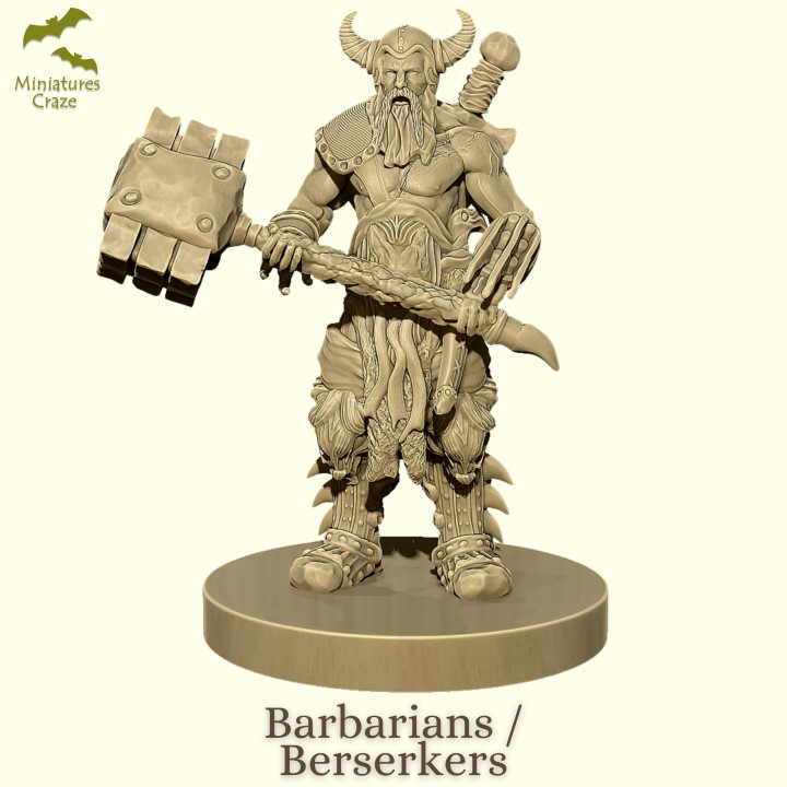 3D Printable Berserk with Hammer by MiniaturesCraze