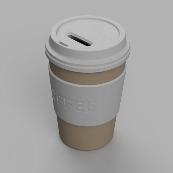 3D Printable Coffee Cup Money Box/Storage Container by Malte Labitzky